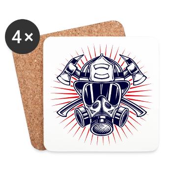 Fire protection Fire brigade helmet Lifesaver - Coasters (set of 4) - white - Front