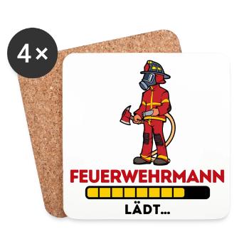 Feuerwehr Brandschutz Statement Feuerwehrmann - Untersetzer (4er-Set) - Weiß - Vorne