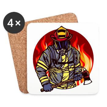 Pompiers Pompiers Protection incendie Pompier sauveteur - Dessous de verre (lot de 4) - blanc - Devant