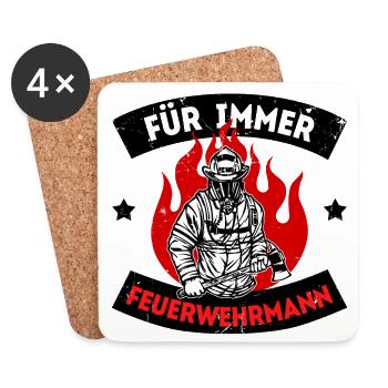 Feuer Statement Feuerwehrmann Feuerwehr Retter - Untersetzer (4er-Set) - Weiß - Vorne