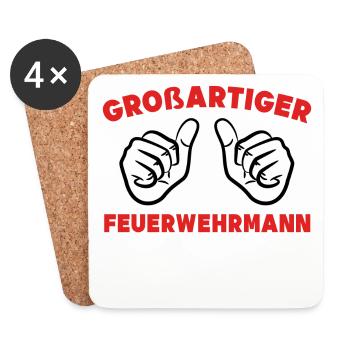 Feuerwehrmann Statement Feuerwehr Lebensretter - Untersetzer (4er-Set) - Weiß - Vorne