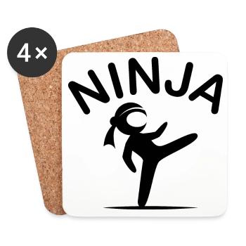 Ninja Arts Martiaux Fighter Symbol Cartoon Icône de bande dessinée - Dessous de verre (lot de 4) - blanc - Devant