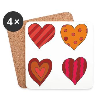 Heart variation 4er - Coasters (set of 4) - white - Front