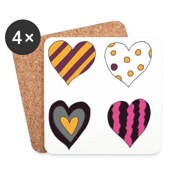 Hearts Variation Quatrième - Dessous de verre (lot de 4) - blanc - Devant