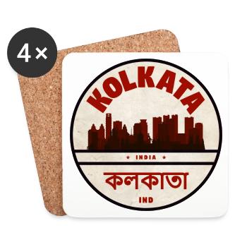 Kolkata Skyline Emblem - Coasters (set of 4) - white - Front