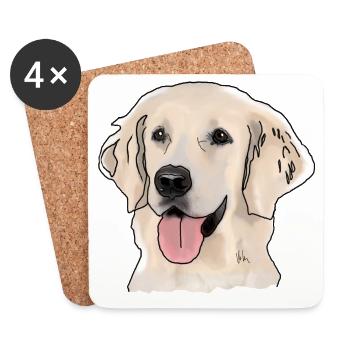 Golden Retrievers - Dessous de verre (lot de 4) - blanc - Devant