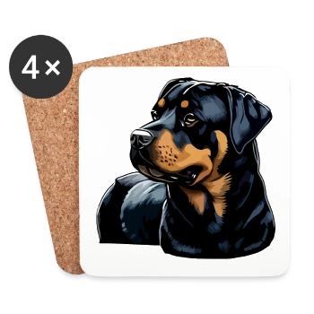Nette Rottweiler Hunderasse Kopf Cartoon - Untersetzer (4er-Set) - Weiß - Vorne