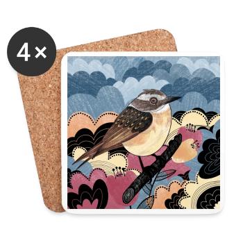 Brownthroat Bird 2023 Illustration - Coasters (set of 4) - white - Front