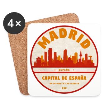 Madrid Skyline Vintage Circle - Coasters (set of 4) - white - Front
