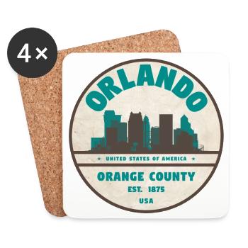 Orlando Skyline Vintage Sign - Coasters (set of 4) - white - Front