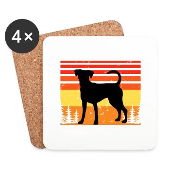 Pinscher Autrichien Dog Love Silhouette Retro Sunset - Dessous de verre (lot de 4) - blanc - Devant