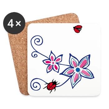 Flower with ladybug - Coasters (set of 4) - white - Front
