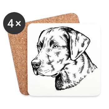 Retriever Portrait - Dessous de verre (lot de 4) - blanc - Devant
