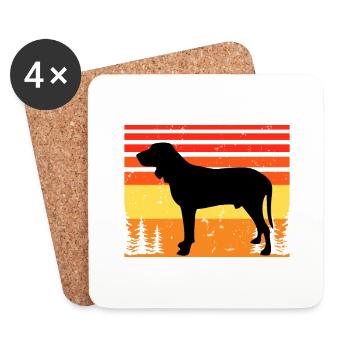 Bleu De Gascogne Grand Dog Silhouette Retro Sunset - Dessous de verre (lot de 4) - blanc - Devant