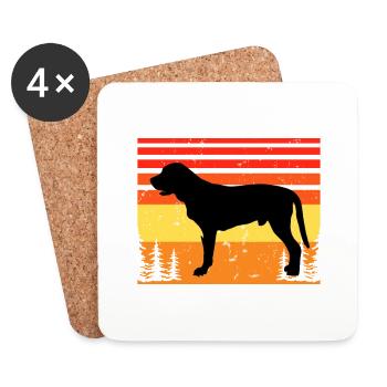 Broholmer Hundeliebhaber Silhouette Vintage Sonnenuntergang - Untersetzer (4er-Set) - Weiß - Vorne