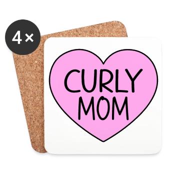 Curly Coated Retriever Maman Mama Mistress Heart Rose - Dessous de verre (lot de 4) - blanc - Devant