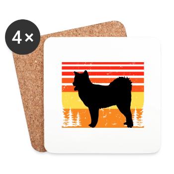 Canadian Eskimo Dog Love Silhouette Vintage Sunset - Dessous de verre (lot de 4) - blanc - Devant