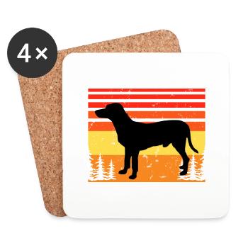Chien Francais Blanc Et Noir Dog Silhouette Retro - Coasters (set of 4) - white - Front