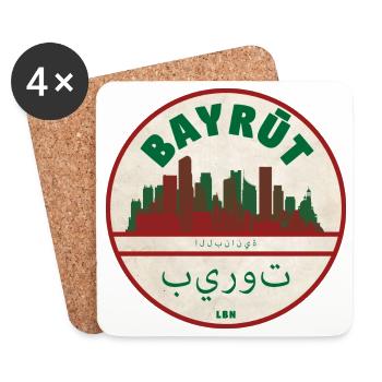 Beirut Skyline Retro Emblem - Coasters (set of 4) - white - Front