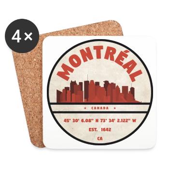 Montreal Stadtbild Vintage Abzeichen - Untersetzer (4er-Set) - Weiß - Vorne