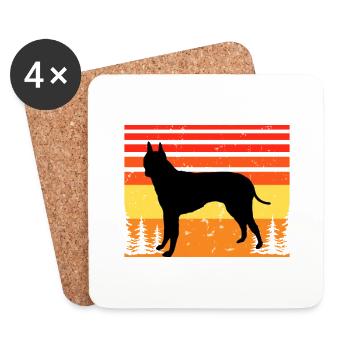 Englisch White Terrier Hund Silhouette Retro Sonnenuntergang - Untersetzer (4er-Set) - Weiß - Vorne