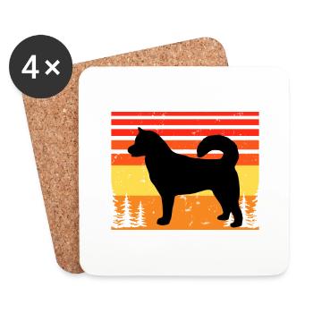 Sibérie orientale Laika Dog Silhouette Retro Sunset - Dessous de verre (lot de 4) - blanc - Devant