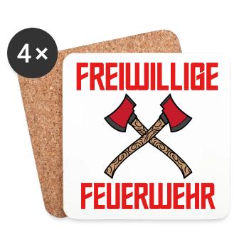 Berufsfeuerwehr Feuerwehr Statement Brandschutz - Untersetzer (4er-Set) - Weiß - Vorne