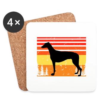 Grey Hound Dog Lover Silhouette Vintage Sunset - Dessous de verre (lot de 4) - blanc - Devant