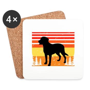 Grand Suisse Mountain Dog Silhouette Retro Sunset - Dessous de verre (lot de 4) - blanc - Devant