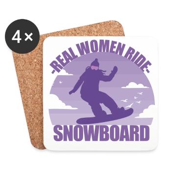 Snowboard Snowboarderin Mädchen Skiurlaub Geschenk - Untersetzer (4er-Set) - Weiß - Vorne