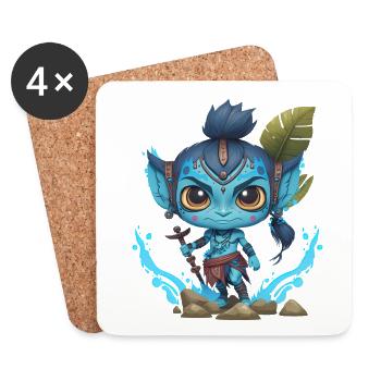Avatar The Way of Water, cute character, navi - Coasters (set of 4) - white - Front