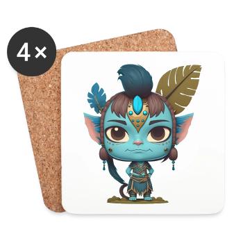 Avatar The Way of Water, cute character, navi - Coasters (set of 4) - white - Front
