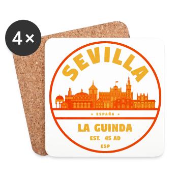 Sevilla Skyline Emblem - Untersetzer (4er-Set) - Weiß - Vorne