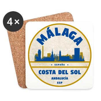 Malaga Skyline Küsten Flair - Untersetzer (4er-Set) - Weiß - Vorne