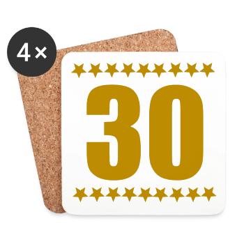 outfit Geburtstag, 30 goldgelb sternenmuster - Untersetzer (4er-Set) - Weiß - Vorne