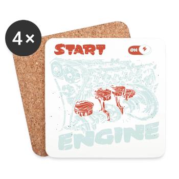 Start the engine, engine, engine - Coasters (set of 4) - white - Front