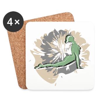 Yoga Sports on Valentine's Day - Coasters (set of 4) - white - Front
