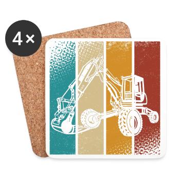 Bagger - Untersetzer (4er-Set) - Weiß - Vorne
