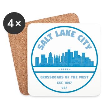 Salt Lake City Skyline Stempel - Untersetzer (4er-Set) - Weiß - Vorne