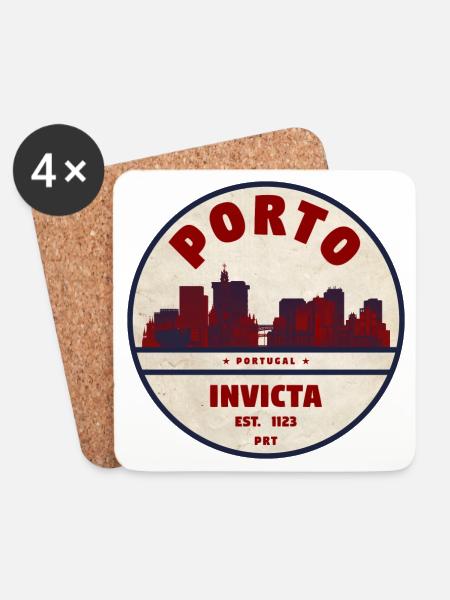 Porto Skyline Invicta Badge - Untersetzer (4er-Set) - Weiß