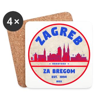 Zagreb Round Logo Skyline Retro - Coasters (set of 4) - white - Front