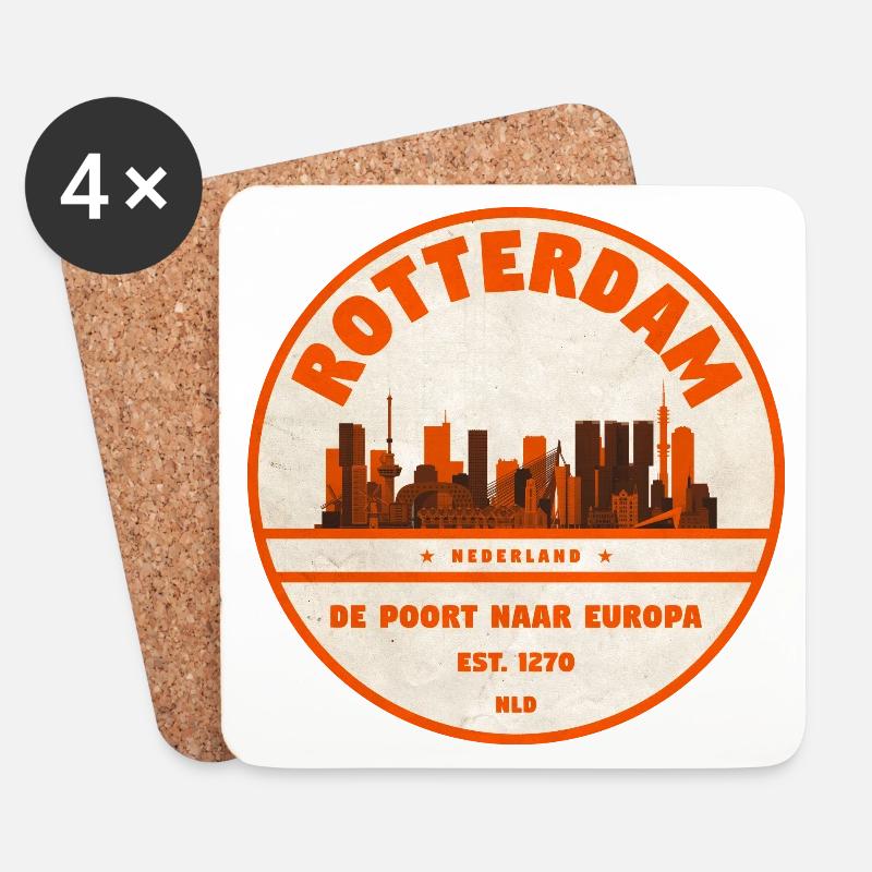 Rotterdam Skyline Vintage-Stempel - Untersetzer (4er-Set) - Weiß