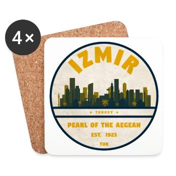 Izmir Pearl of the Aegean Badge - Coasters (set of 4) - white - Front