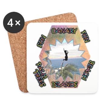 Les îles Canaries avec leur propre touche - plaisir ensoleillé sur la plage - Dessous de verre (lot de 4) - blanc - Devant