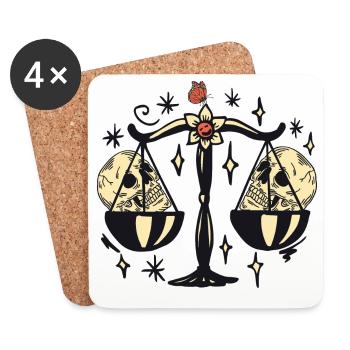 Balance avec crânes - Dessous de verre (lot de 4) - blanc - Devant