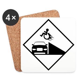 Rollstuhlfahrer springt über eine Rampe # - Untersetzer (4er-Set) - Weiß - Vorne