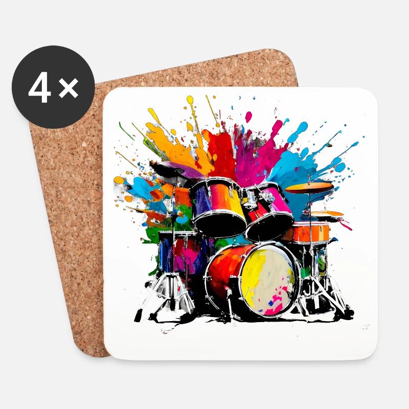 Percussions colorées - Dessous de verre (lot de 4) - blanc