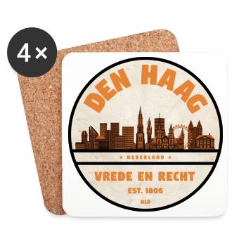 Le logo vintage de La Haye Skyline - Dessous de verre (lot de 4) - blanc - Devant
