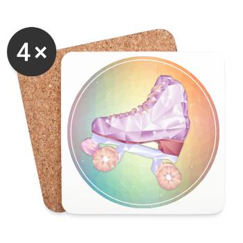 patin roller disco - Dessous de verre (lot de 4) - blanc - Devant