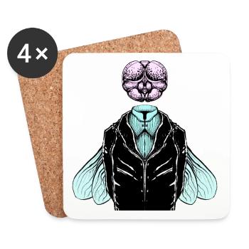 Smoking-Fliege - Untersetzer (4er-Set) - Weiß - Vorne